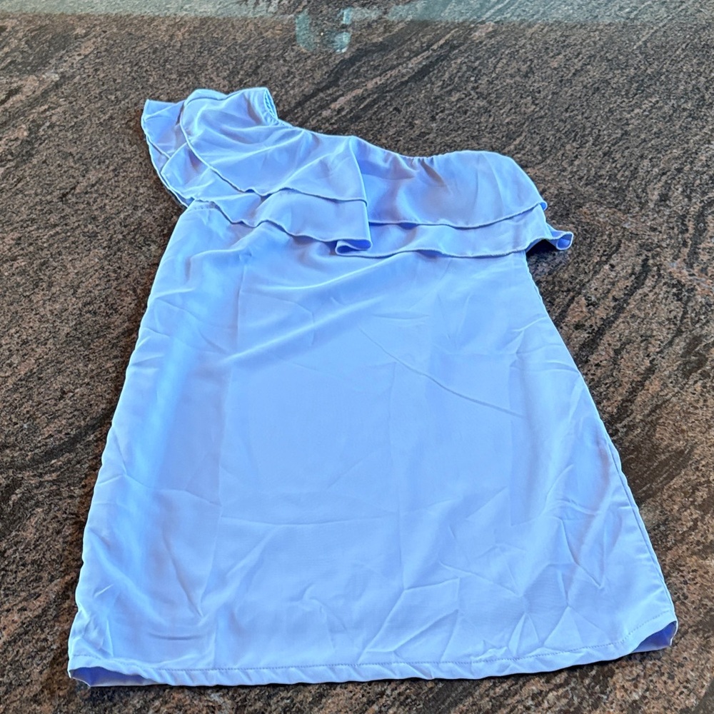 One-Shoulder Ruffle Dress in periwinkle